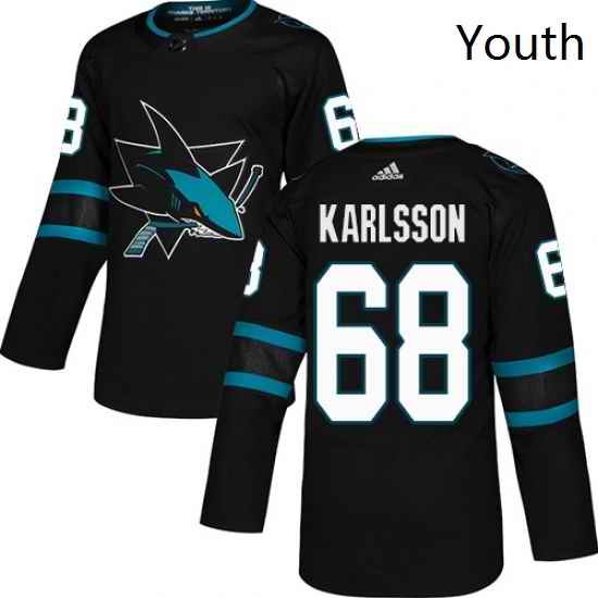Youth Adidas San Jose Sharks 68 Melker Karlsson Premier Black Alternate NHL Jersey